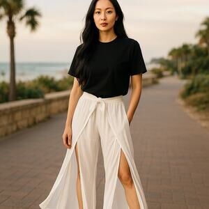 Womens Kona Soul Beach Coverup Rayon Front tie Slim Pants M Resort wear Vacation